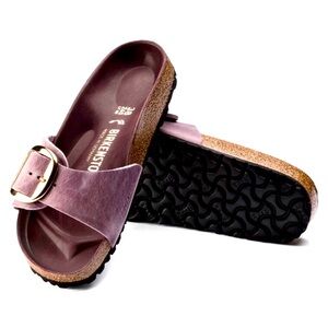 Birkenstock Madrid Big Buckle Oiled Leather Sandals Lavender Blush 39/8 Narrow